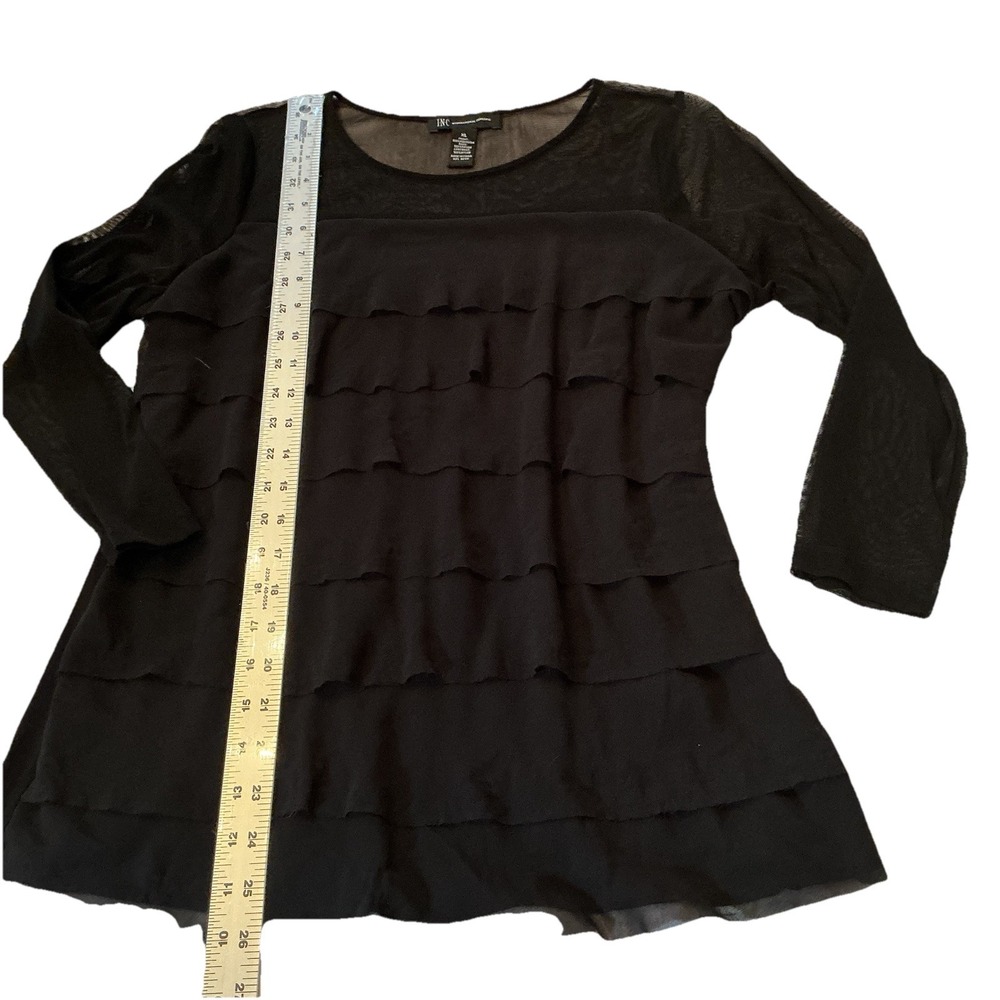 INC International Concepts women's layered Ruffle Front Long Sheer Sleeve Sz XL - Picture 5 of 6